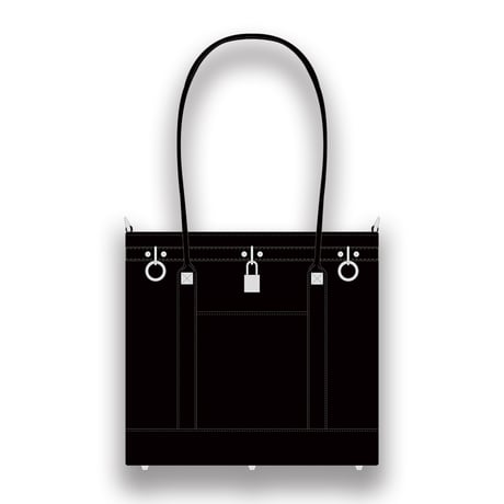 Leather Medium Tote Bag 001 / Padlock & Ring Design
