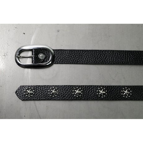 24mm Genuine Leather Narrow Hanging Belt / Circle Star Design