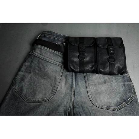 Genuine Leather Tactical Bandolier Pouch / Double Design