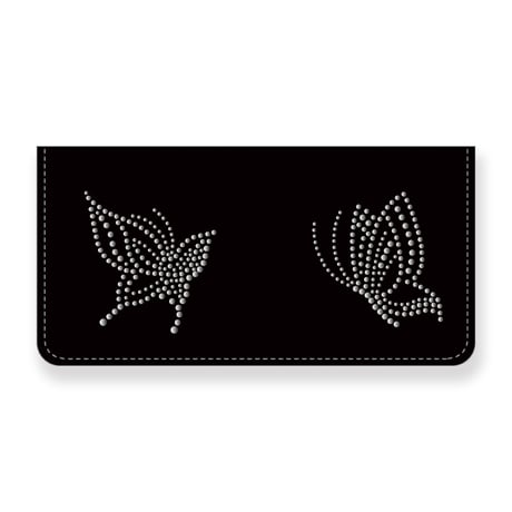 Leather Long Wallet / Two Butterflies Spots Design