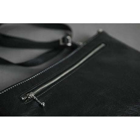 Leather Sacoche /  Double Side Zipper Design