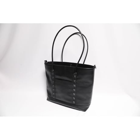 Leather Medium Tote Bag 001 / Pyramid Spots Design