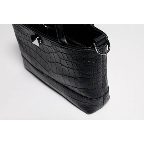 Leather Mini Tote Bag 001 / Pyramid German Hock Design ( Embossed Crocodile )