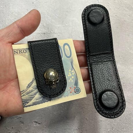 Leather Money Clip / Modern Pirtaes Skull Face Spots Design