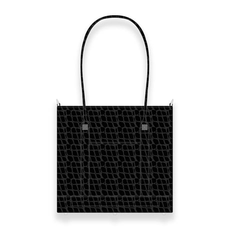 Leather Medium Tote Bag 001 / 2Pyramid Design ( Embossed Crocodile )