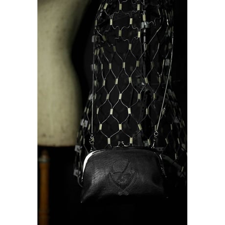Leather 18cm Comb Shaped Clasp Pouch / Modern Pirates Skull Design