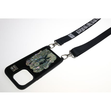 【 HISASHI×MP Shellwork Shoulder Hook Smartphone Case / SIN ZMB Monochrome Design (Black ) 】