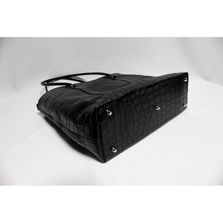 Leather Medium Tote Bag 001 / 2Pyramid Design ( Embossed Crocodile )