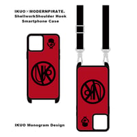 【 IKUO×MODERNPIRATE.  ShellworkShoulder Hook Smartphone Case / IKUO Monogram Design 001 ( Red ) 】