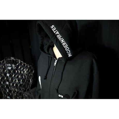 完全受注生産 12.4oz Heavyweight Zip Hoodie / Black Cat & Sheet Ghost Design (刺繍)