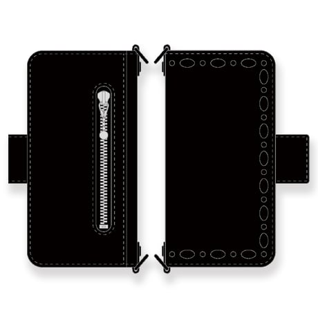 IKUO×MODERN PIRATES Leather Smartphone Wallet Case / Black Express & Round Spots Design