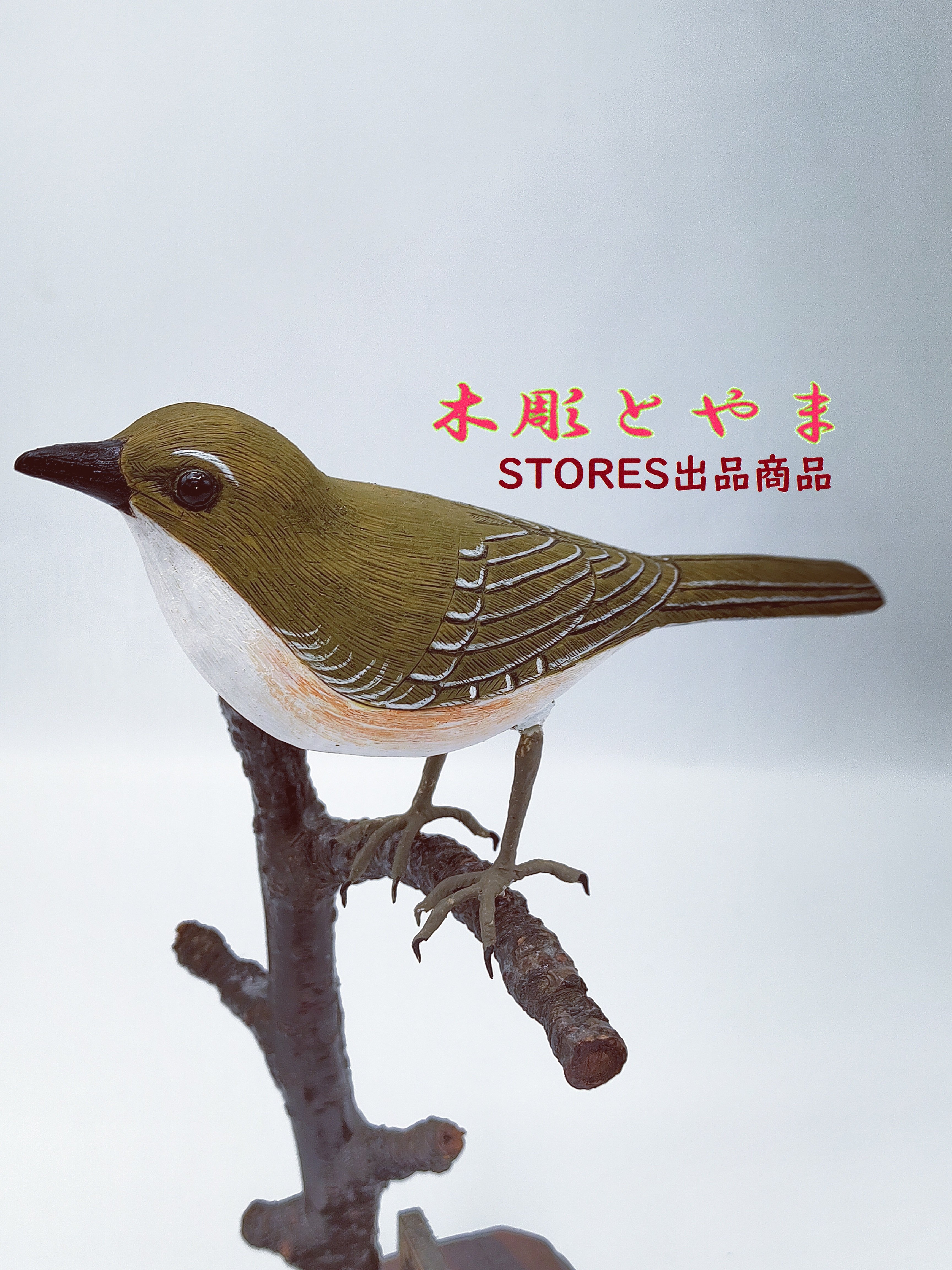 【木彫品】ウグイス（２羽）（ミニミニ額） original