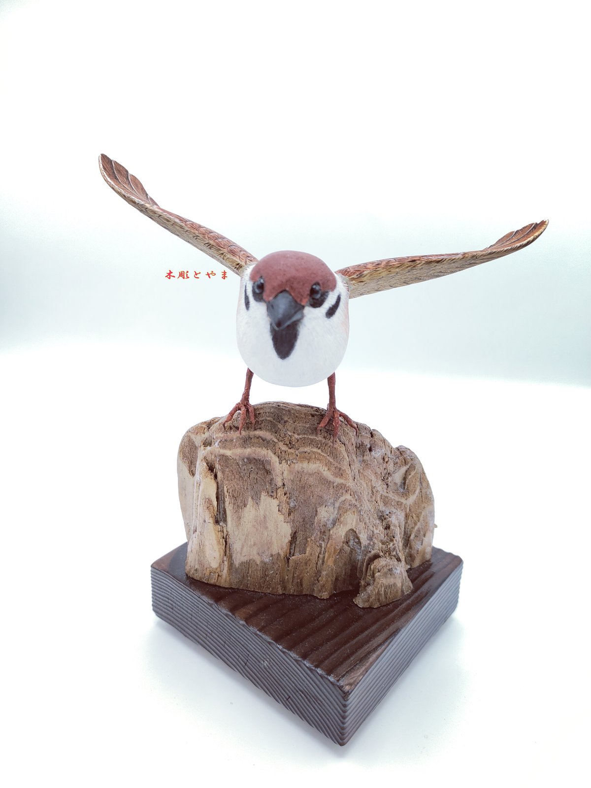 バードカービング(スズメの親子)