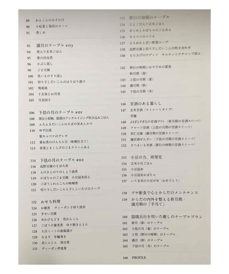 月と暦のテーブル
