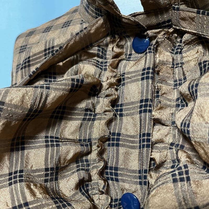 SH-7273 フリルいっぱいオーバーシャツ ブラウンチェック（610