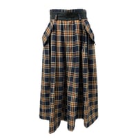PT-6822  タック入りロングキュロット  210 濃紺タータン