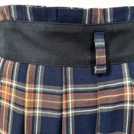 PT-6822  タック入りロングキュロット  210 濃紺タータン