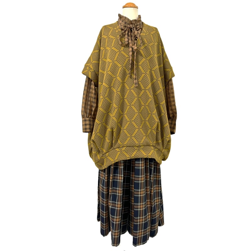 SH-7273 フリルいっぱいオーバーシャツ ブラウンチェック（610