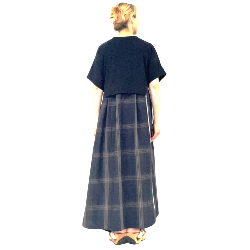 OPC-7862 重ね着風チェックスカートワンピ 999黒×黒チェック