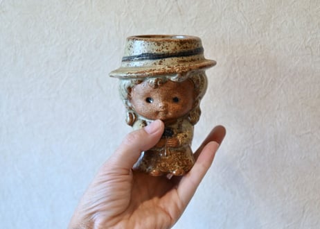 vintage｜Ceramic Boy Girl Figurine／Candle Holder