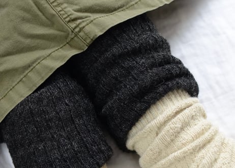 たむら靴下店｜Silk Layered Legwarmer シルク二重編みレッグウォーマー／チャコール