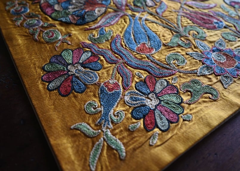 新品　スザニ　青と白の刺繍 新品スザニ青と白の刺繍