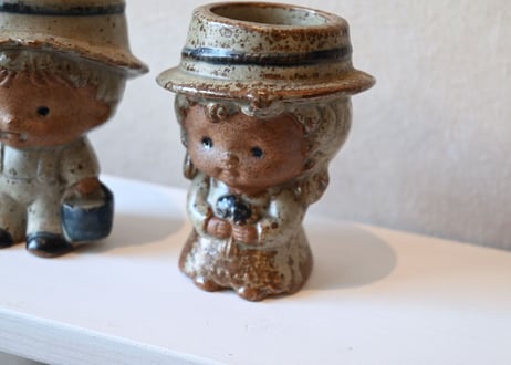 vintage｜Ceramic Boy Girl Figurine／Candle Holder