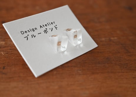 ブルーポンド｜ガラスペアピアス／14KG