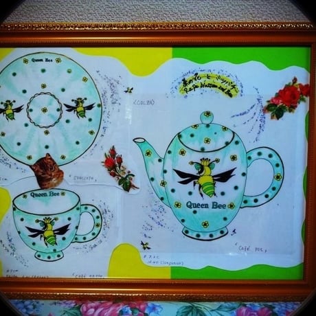 ミツバチのヒーリング絵画（洋食器デザイン）