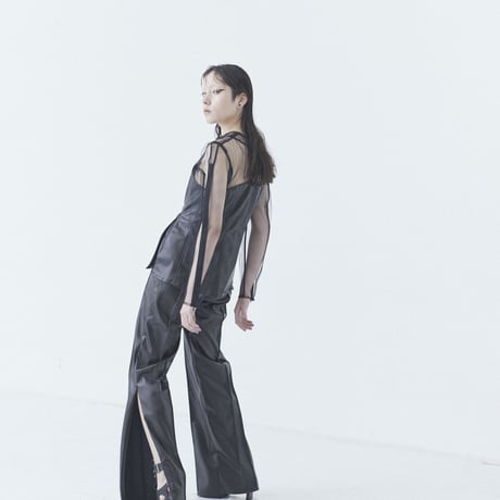 SHIROMA 23-24A/W pin tuck pants（vegan leather）