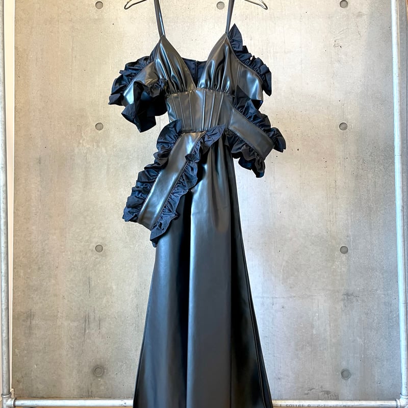 SHIROMA 24S/S frills slip dress（vegan leather）