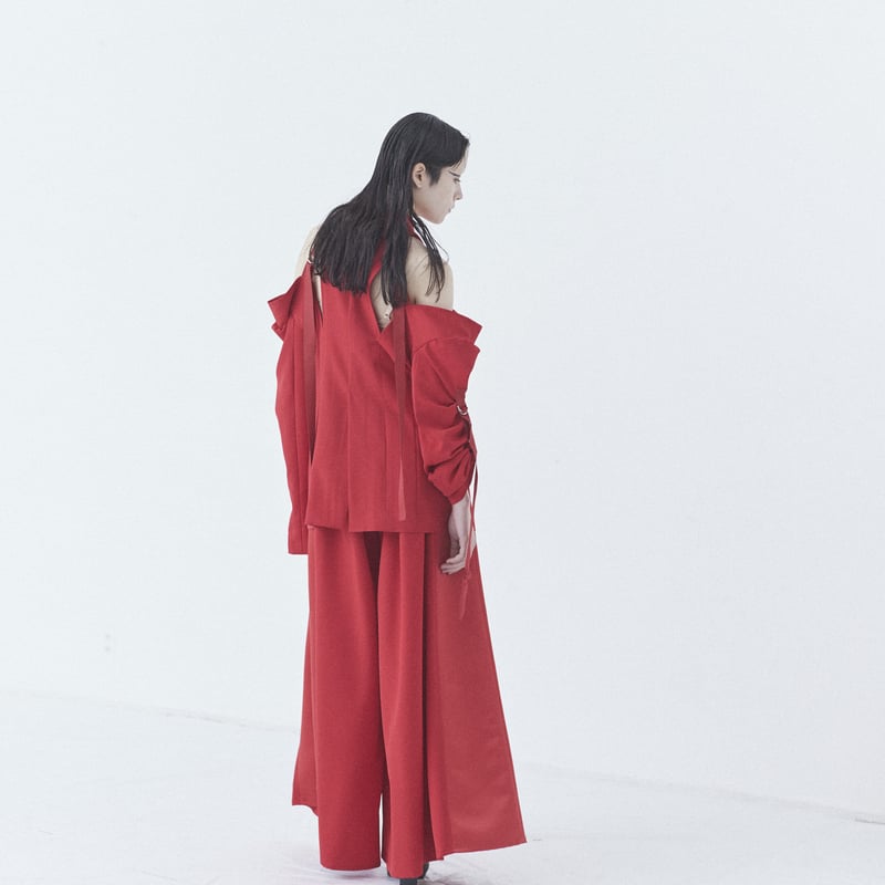 SHIROMA 23-24A/W RED open shoulder peaked lapel