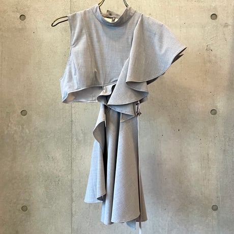 SHIROMA 24S/S stand collar frill top