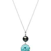 KILIKO　JEWELRY（東京切子）ネックレス　麻乃葉　丸　ピーコックグリーン　+　黒蝶パール