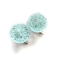 東京切子カフスボタン15　菊　ピーコックグリーン