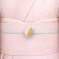 東京切子帯留　組切子　月姫　アンバー・ピーコック　=グラデーション=