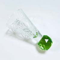 キラキラ東京切子　ぐい吞み　千代紙　ライトグリーン　Cocktail