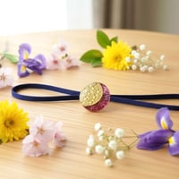 「未来が光に満ち幸せが続く」東京切子帯留め　組切子　月姫　シトリン・金赤