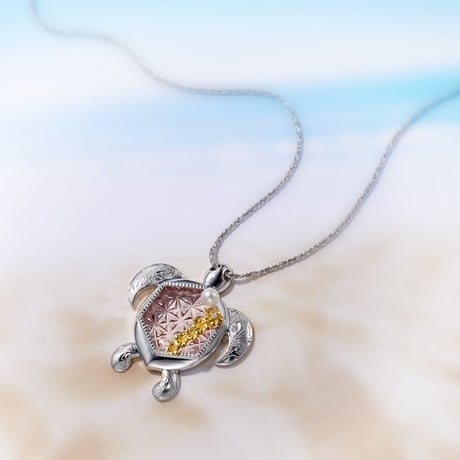 KILIKO　JEWELRY（東京切子）　×　ハワイアンジュエリー 　ネックレス　ホヌ　麻乃葉　アメジスト