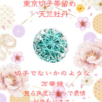 「新しい挑戦・前向きな変化・招福」東京切子帯留め　天竺牡丹　～ダリア～　ダークグリーン