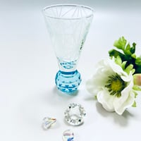 キラキラ東京切子　ぐい吞み　千代紙　ライトブルー　Cocktail