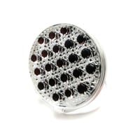 東京切子コンパクトミラー 　光籠目　Silver　~Smoky　Quartz〜 スモーキークォーツ