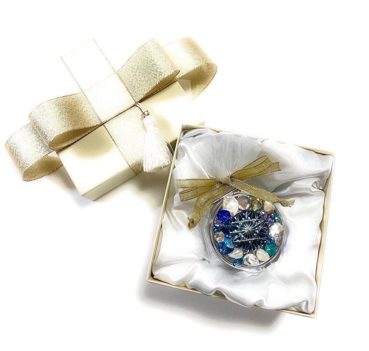 東京切子コンパクトミラー 星姫 Mermaid 青 | 東京切子KILIKO・光学