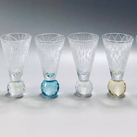 キラキラ東京切子　ぐい吞み　矢来　クリアー　Cocktail