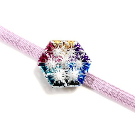 東京切子帯留　組切子　万華鏡　華