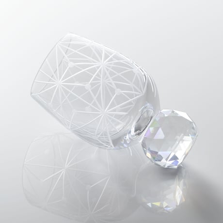 キラキラ東京切子　ぐい吞み　千代紙　ライト・オーロラ