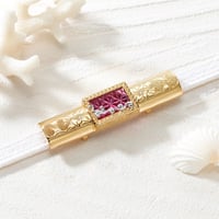 KILIKO　JEWELRY（東京切子）　×　ハワイアンジュエリー 　帯留　麻乃葉　ワインレッド・ゴールド