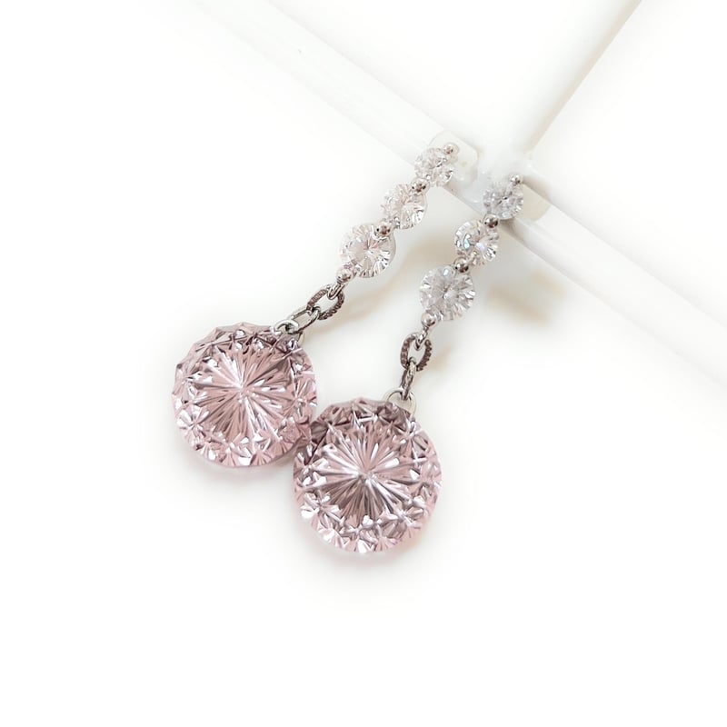 東京切子ピアス 菊 アメジスト Three diamonds II | 東京切子KILIKO・
