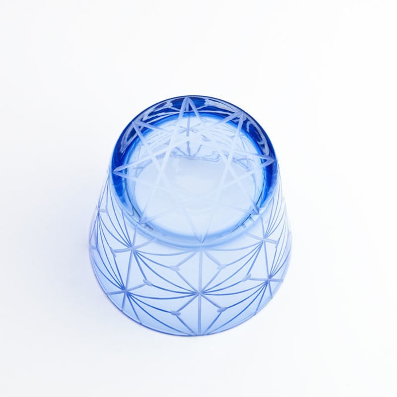 東京切子(花切子）グラス 千代紙 青 | 東京切子KILIKO・光学切子スタジオ