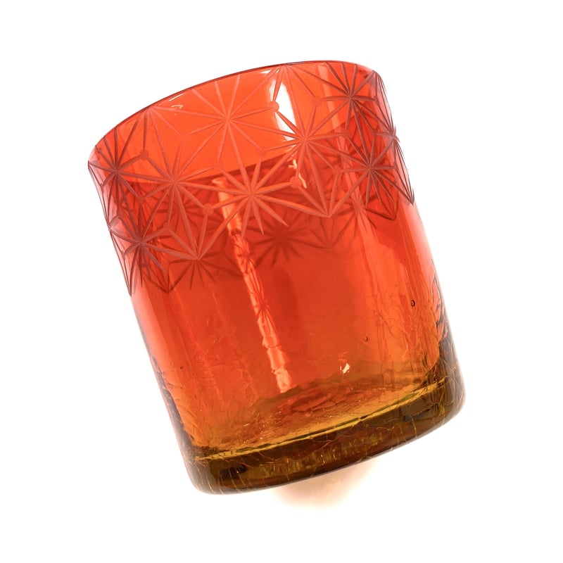 琉球ガラス ロックグラス 千代紙 赤 | 東京切子KILIKO・光学切子スタジオ